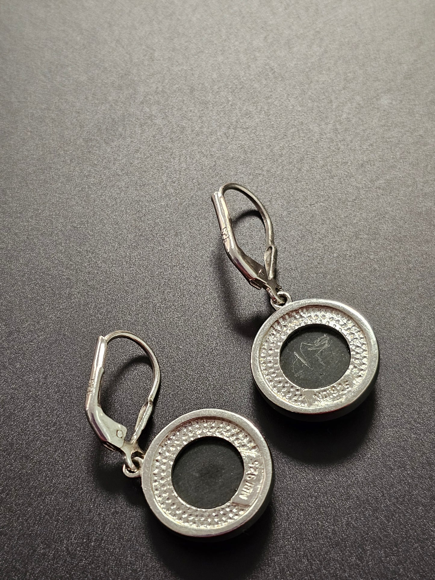 Schöne Abalone Mosaik Ohrringe rund aus 925er Silber rhodiniert
