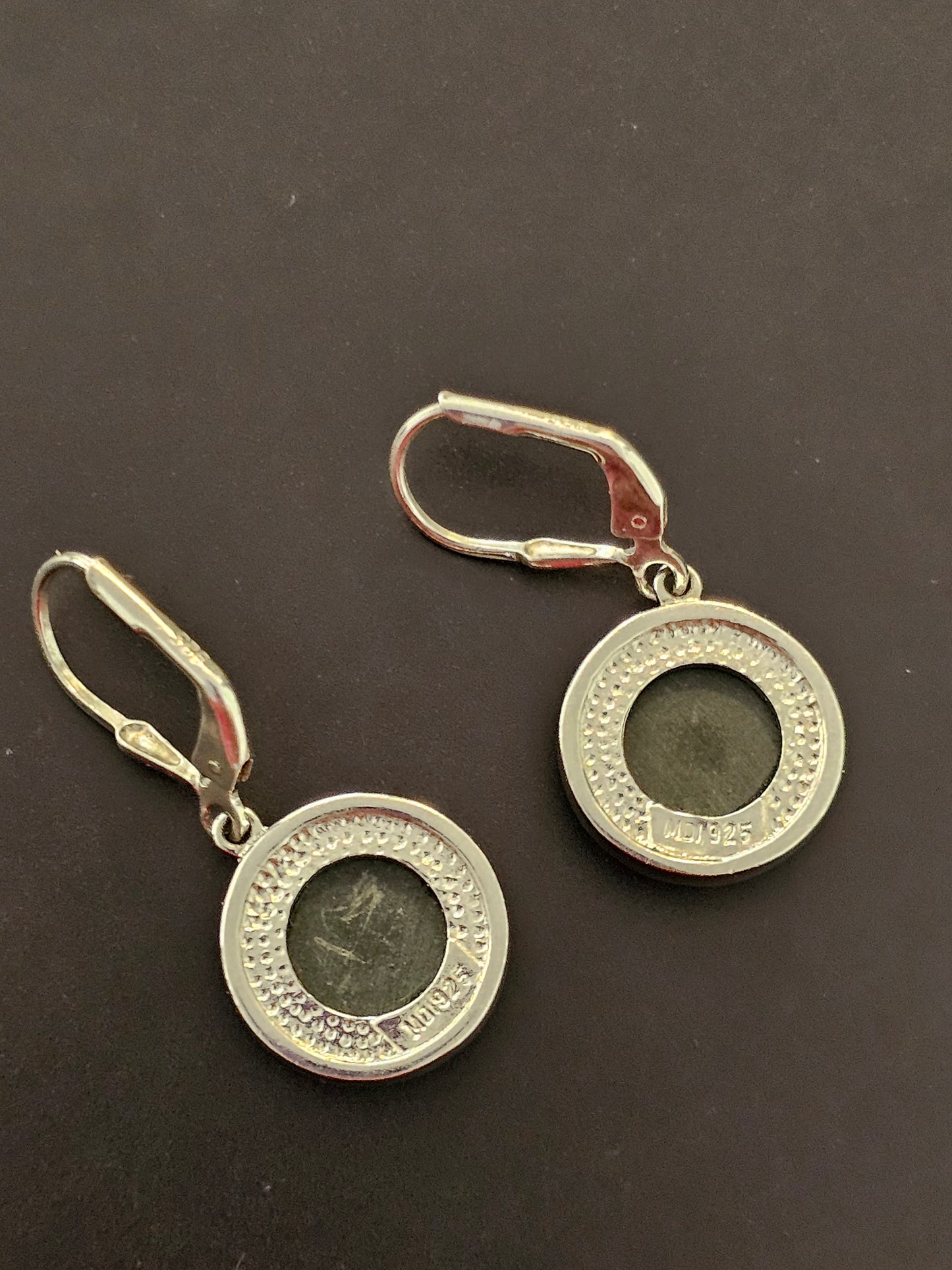 Schöne Abalone Mosaik Ohrringe rund aus 925er Silber rhodiniert
