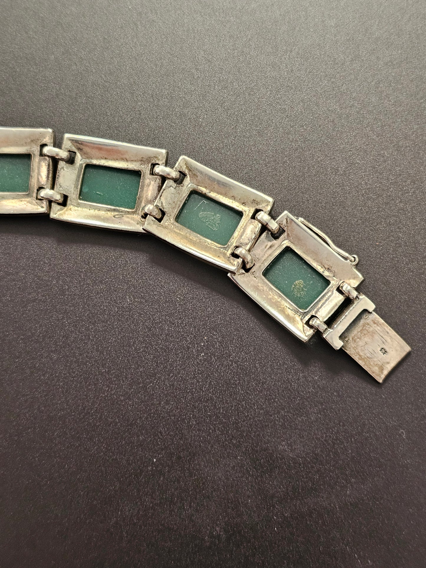 Schön gearbeitetes Art-Deco Achat-Armband mit Markasiten bestückt aus Sterlingsilber