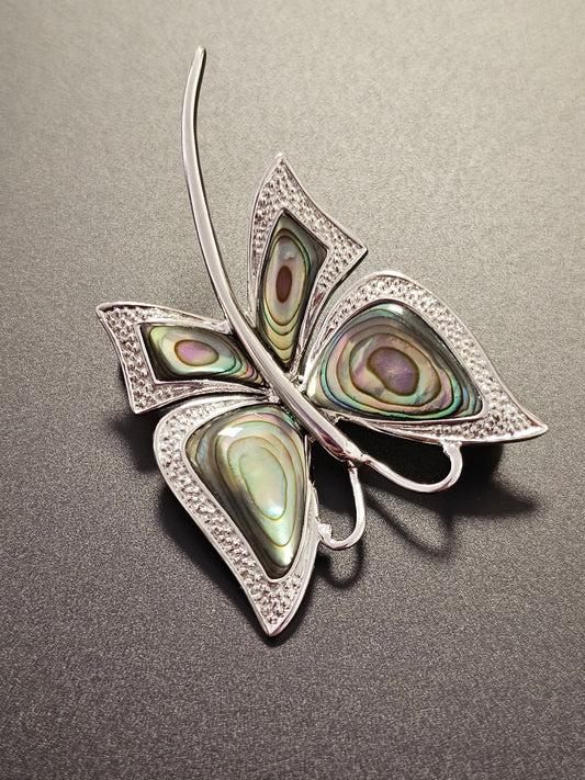 Schöne Schmetterling Anstecknadel 925er Silber mit Perlmutt verzierten Flügel