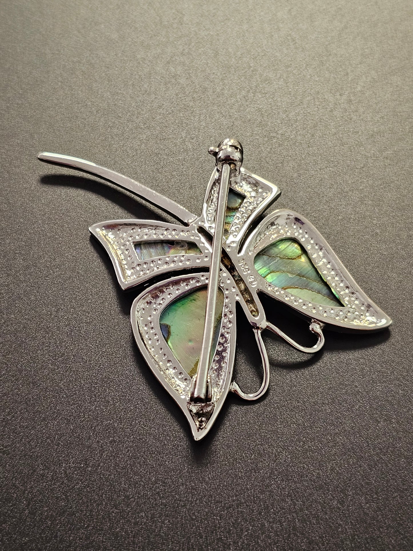 Schöne Schmetterling Anstecknadel 925er Silber mit Perlmutt verzierten Flügel