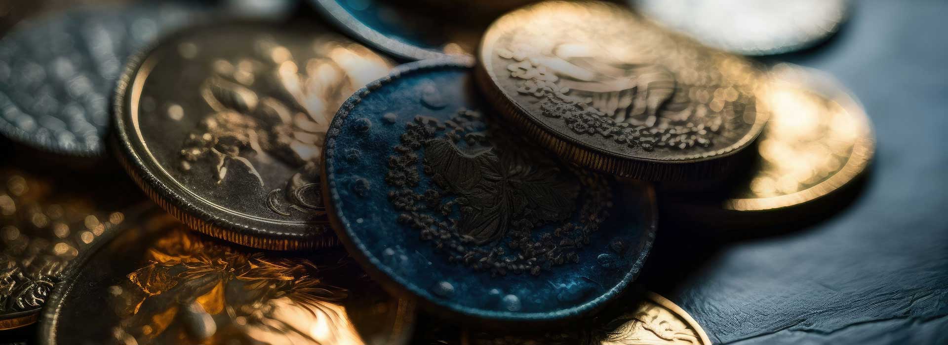 Silbermünzen und Goldmünzen